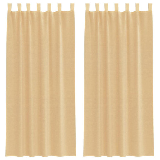 vidaXL Κουρτίνες Voile με βρόχους 2 τεμάχια Άμμος 140x225 cm