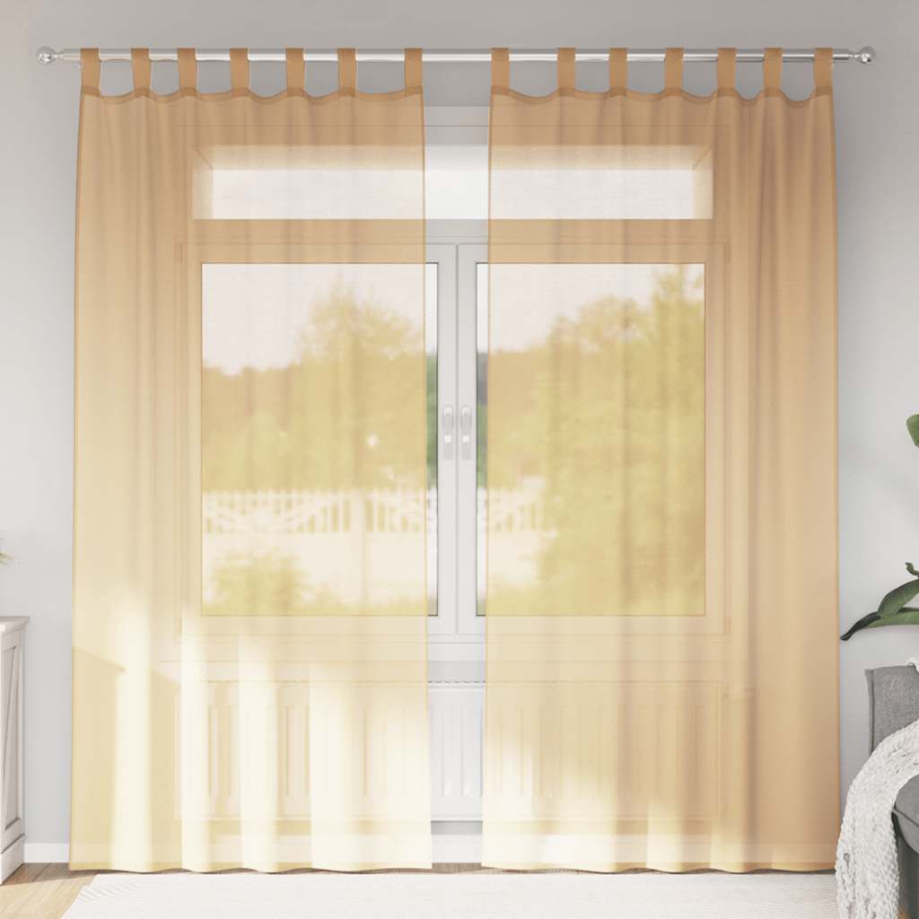 vidaXL Κουρτίνες Voile με βρόχους 2 τεμάχια Άμμος 140x225 cm