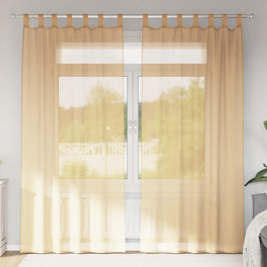 vidaXL Κουρτίνες Voile με βρόχους 2 τεμάχια Άμμος 140x245 cm