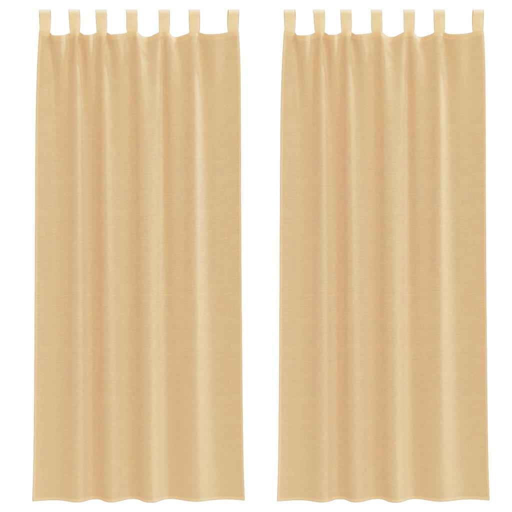 vidaXL Κουρτίνες Voile με βρόχους 2 τεμάχια Άμμος 140x260 cm