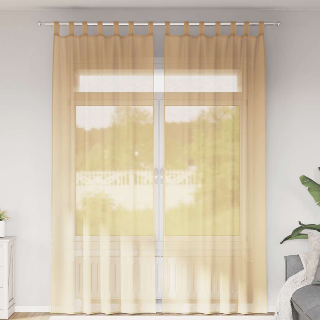 vidaXL Κουρτίνες Voile με βρόχους 2 τεμάχια Άμμος 140x260 cm