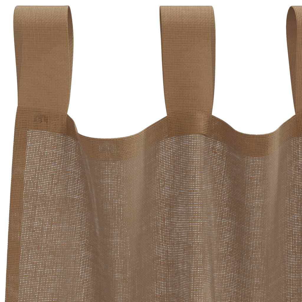 vidaXL Κουρτίνες Voile με Θηλιές 2 τεμ. Ανοιχτό Καφέ 140x225 εκ.