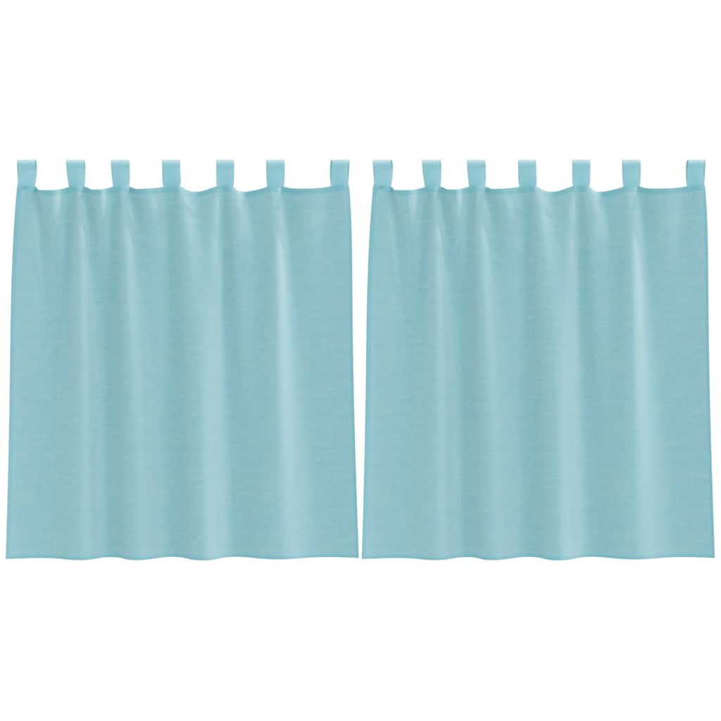 vidaXL Κουρτίνες Voile με Θηλιές 2 τεμ. Τυρκουάζ 140x140 εκ.