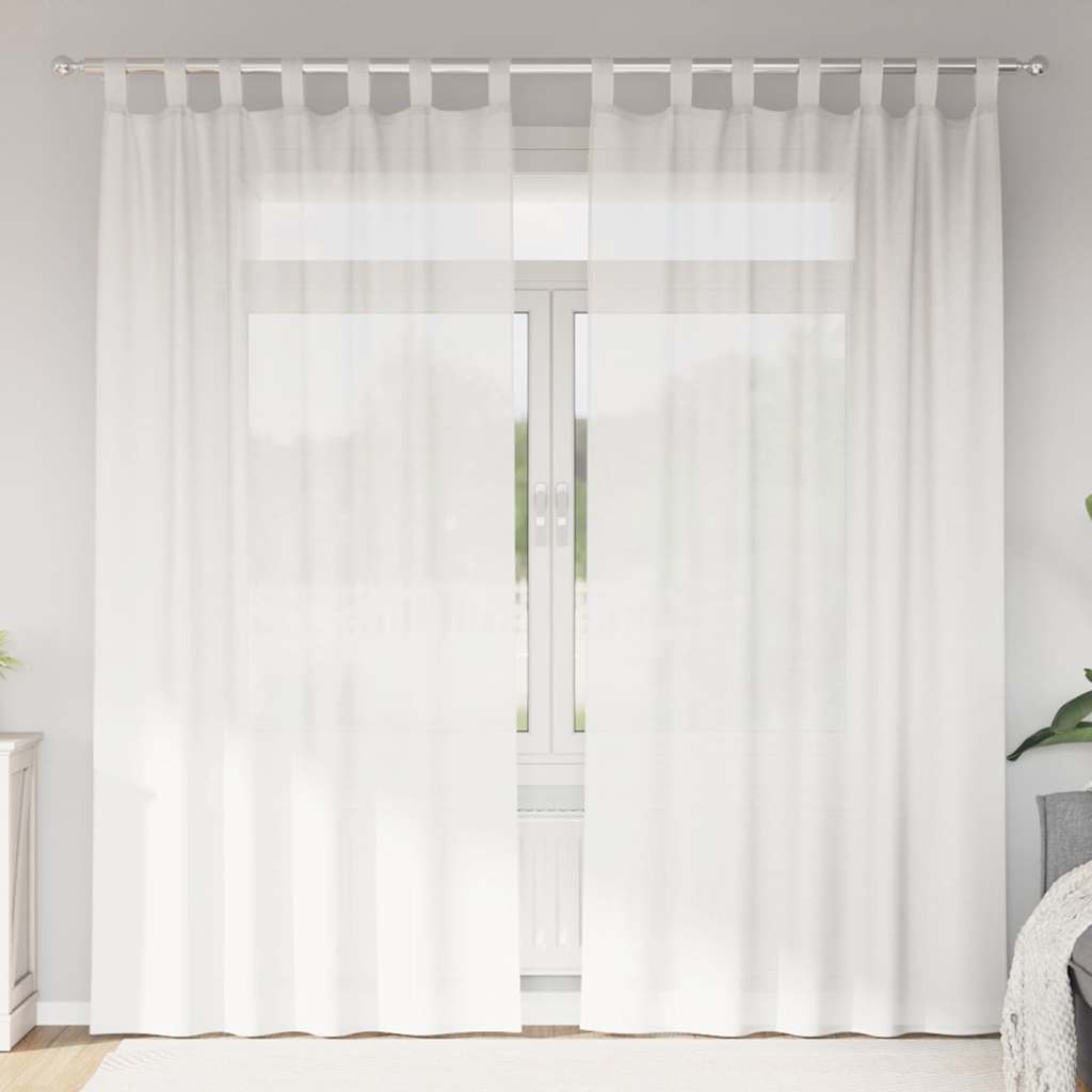vidaXL Κουρτίνες Voile με βρόχους 2 τεμάχια Λευκό 140x225 cm