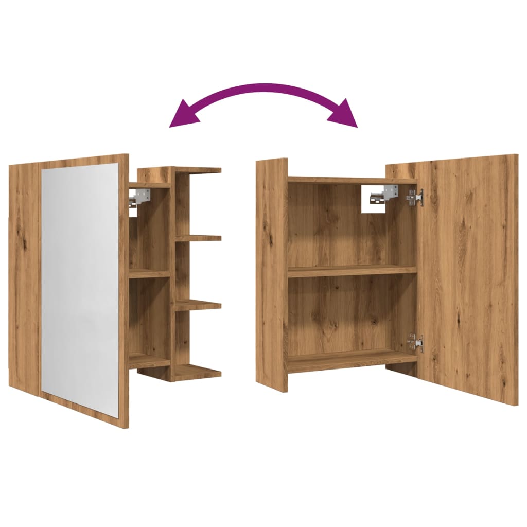 vidaXL Ντουλάπι καθρέφτη μπάνιου Artisan Oak Κατασκευασμένο ξύλο