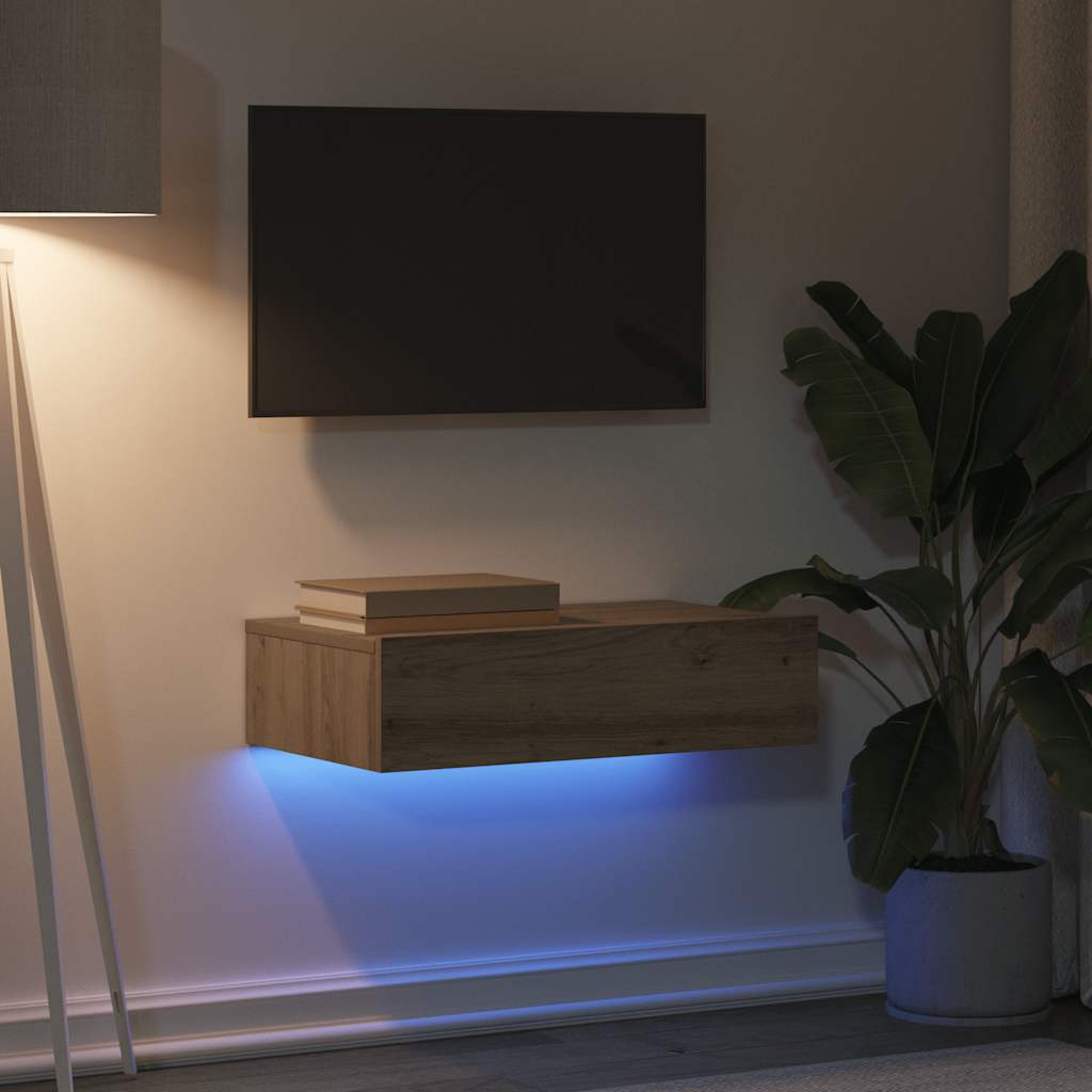 ντουλάπι τηλεόρασης vidaXL με φώτα LED Artisan Oak 60x35x15,5 cm