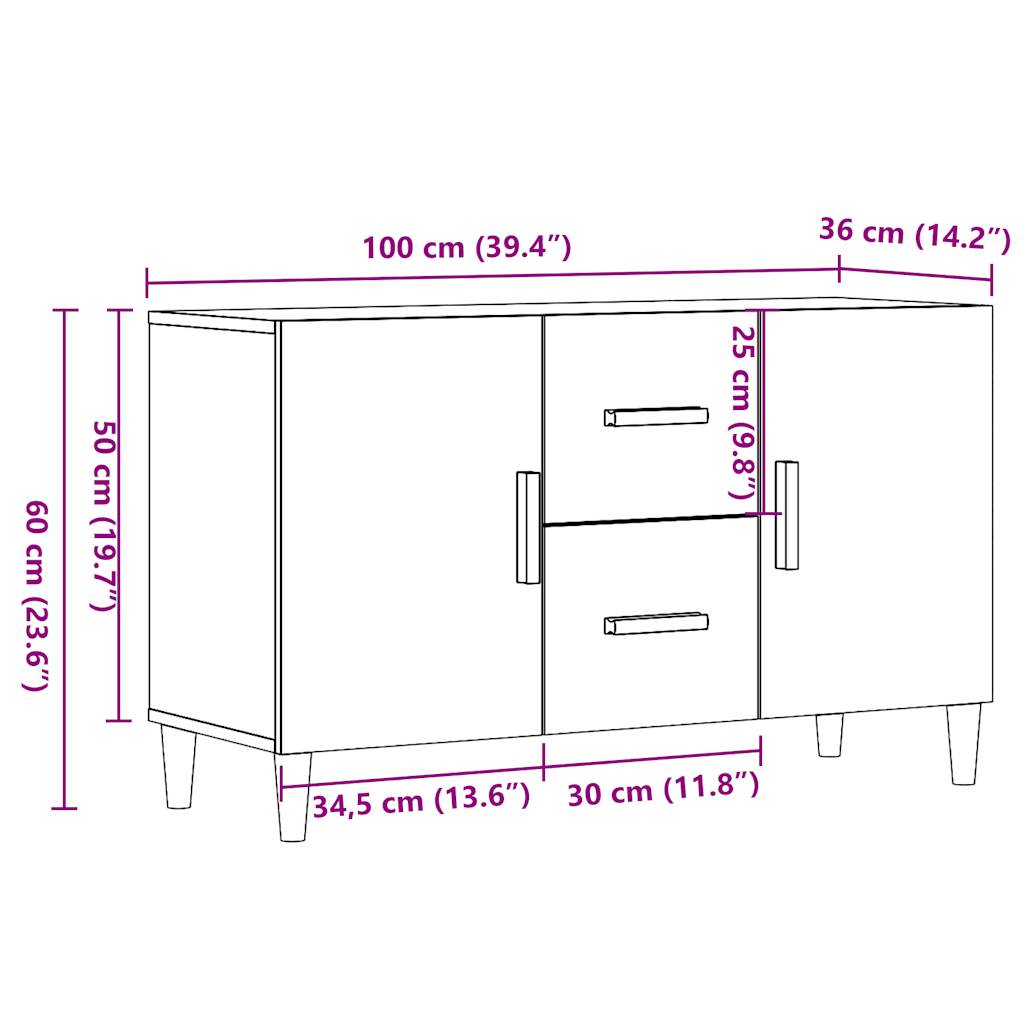 vidaXL Ντουλάπι Παλαιό Ξύλο 100x36x60 εκ. από Επεξεργασμένο Ξύλο