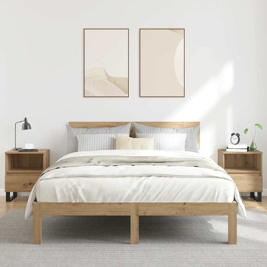 vidaXL Κομοδίνα 2 τεμ. τεχνίτης Δρυς 40 x 35 x 50 εκ από Επεξεργ. Ξύλο