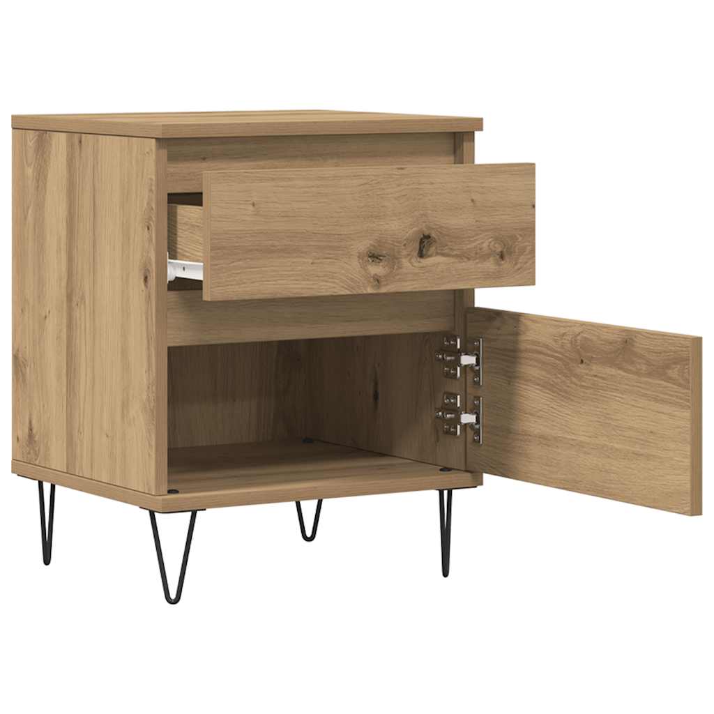 vidaXL Κομοδίνα 2 τεμ. τεχνίτης Δρυς 40 x 35 x 50 εκ από Επεξεργ. Ξύλο