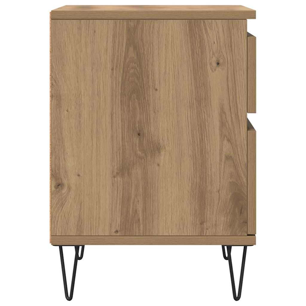 vidaXL Κομοδίνα 2 τεμ. τεχνίτης Δρυς 40 x 35 x 50 εκ από Επεξεργ. Ξύλο