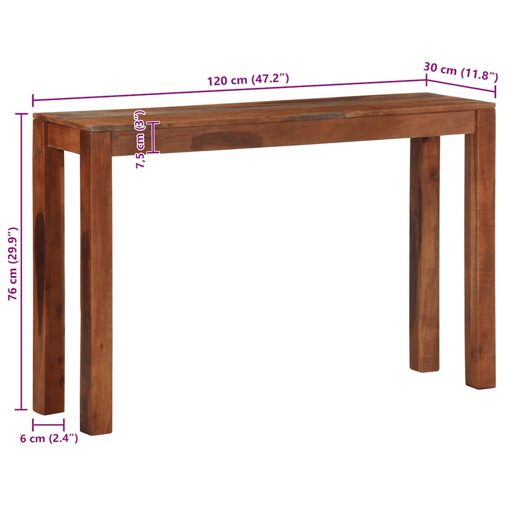 vidaXL Τραπέζι κονσόλας 120x30x76 cm μασίφ ξύλο ακακίας