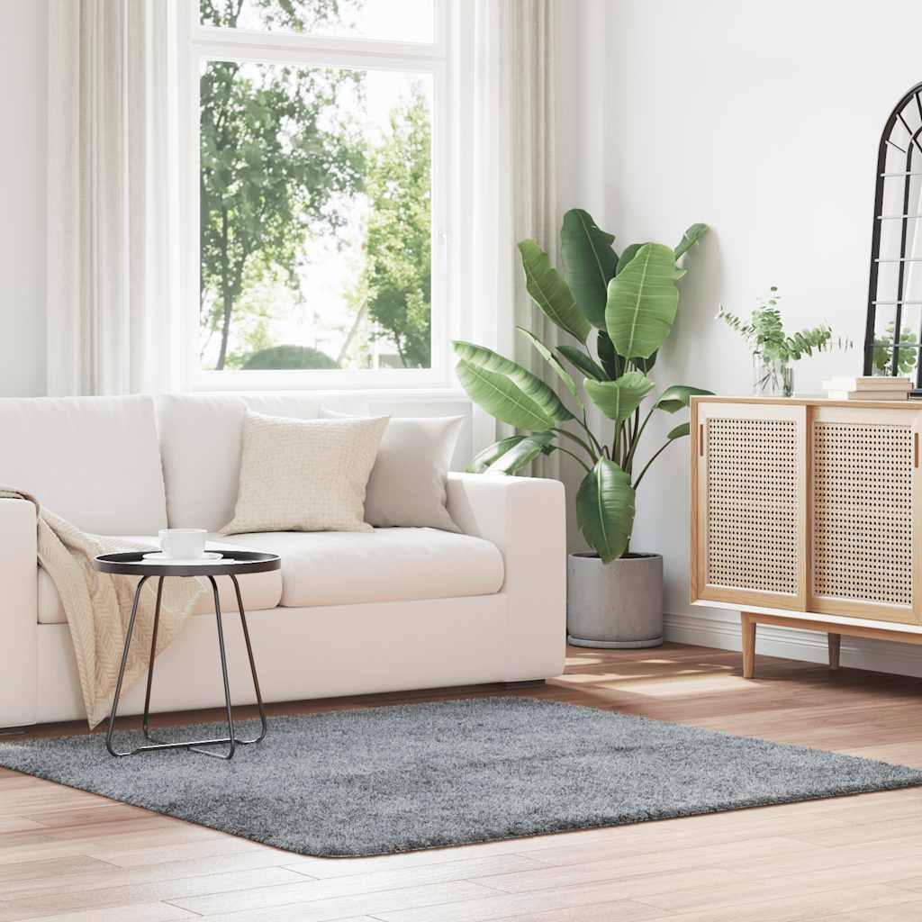 vidaXL Χαλί Shaggy με Ψηλό Πέλος NAVARRA Ανοιχτό Γκρι 160x160 εκ.