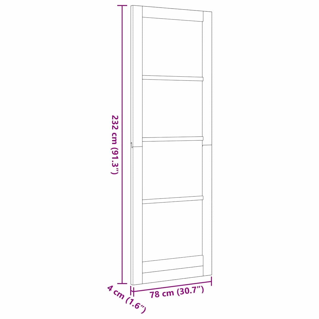 vidaXL Εσωτερική Πόρτα με Γυαλί "ORKDAL" 78x232x4 εκ. Στερεό Ξύλο Πεύκου