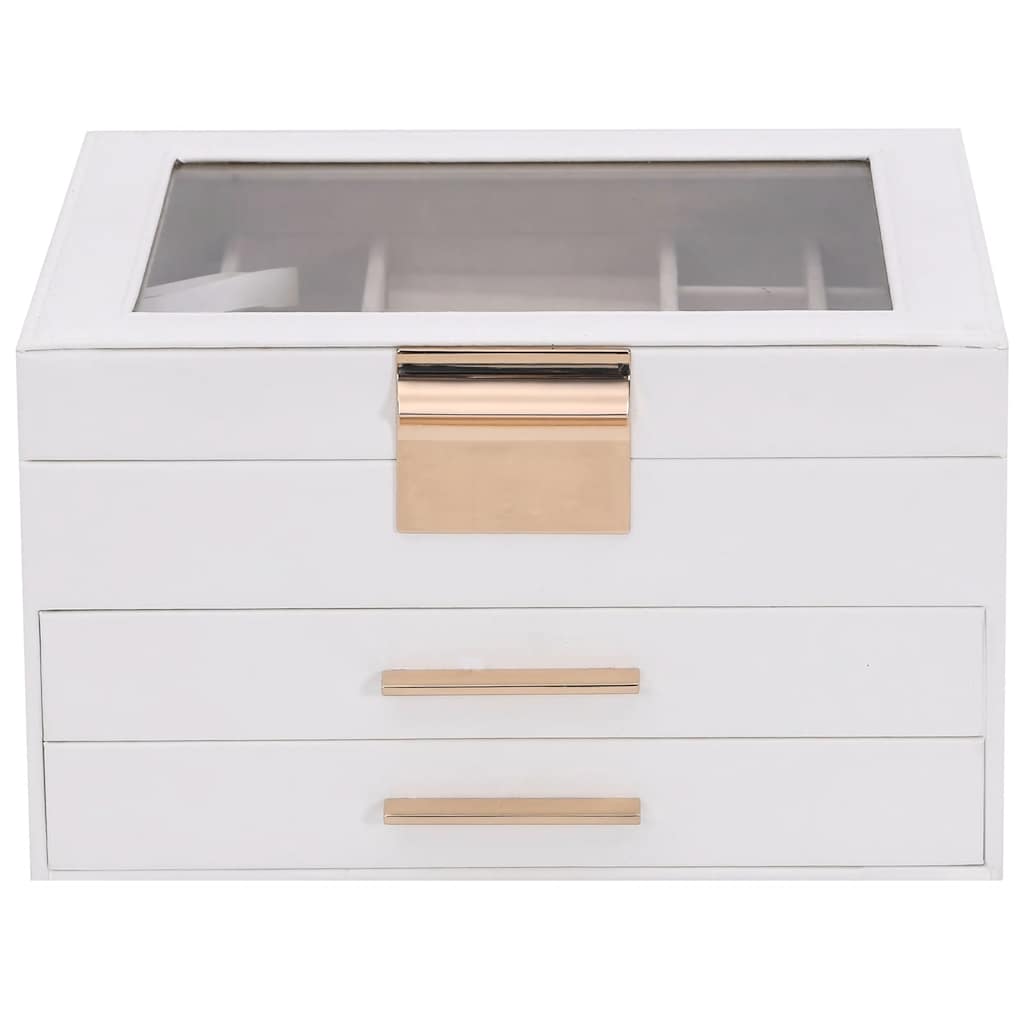 vidaXL Κουτί Κοσμημάτων 3 Επιπέδων Λευκό 23x20,5x14 εκ.