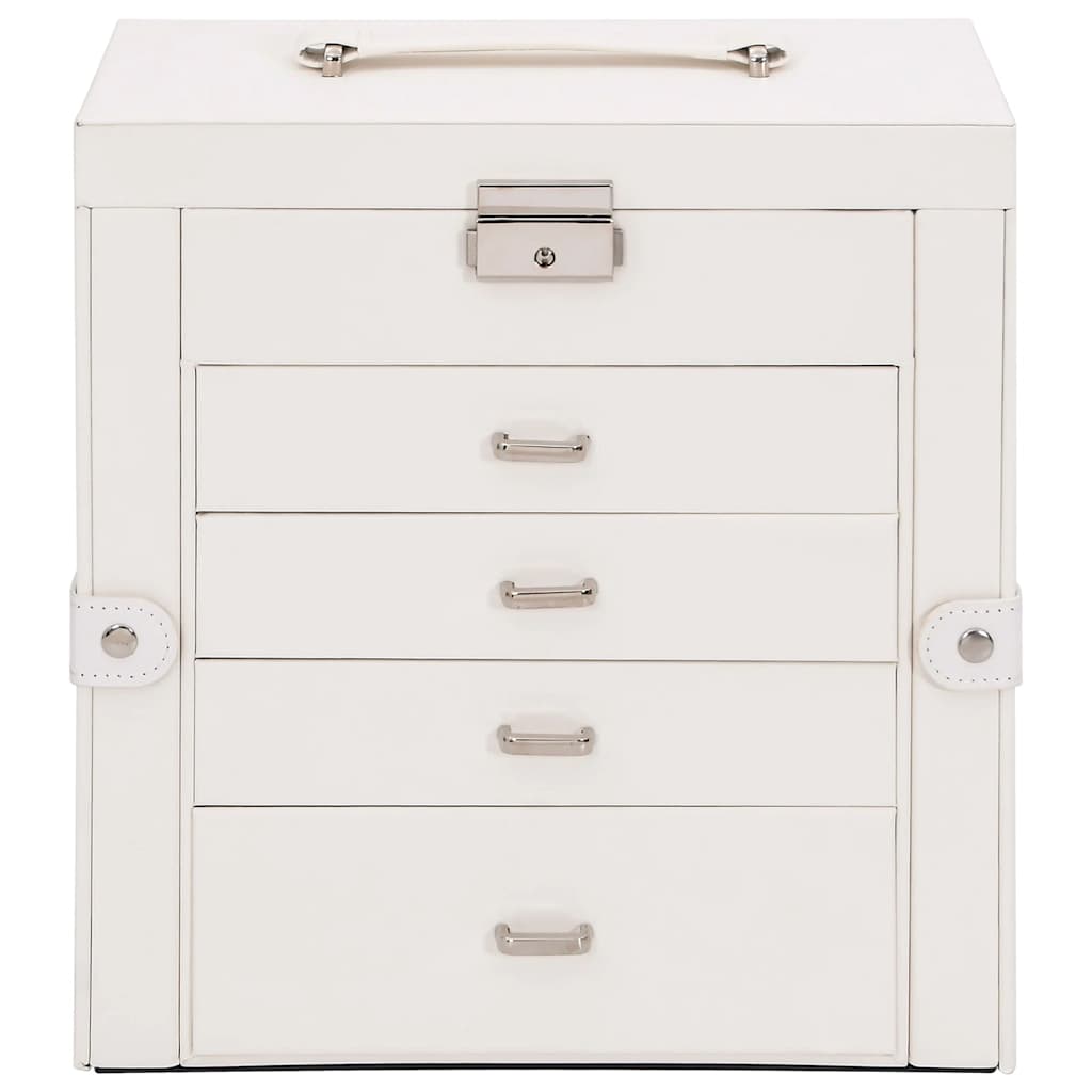 vidaXL Κοσμηματοθήκη 5 Επιπέδων με καθρέφτη Κλειδώσιμο Λευκό