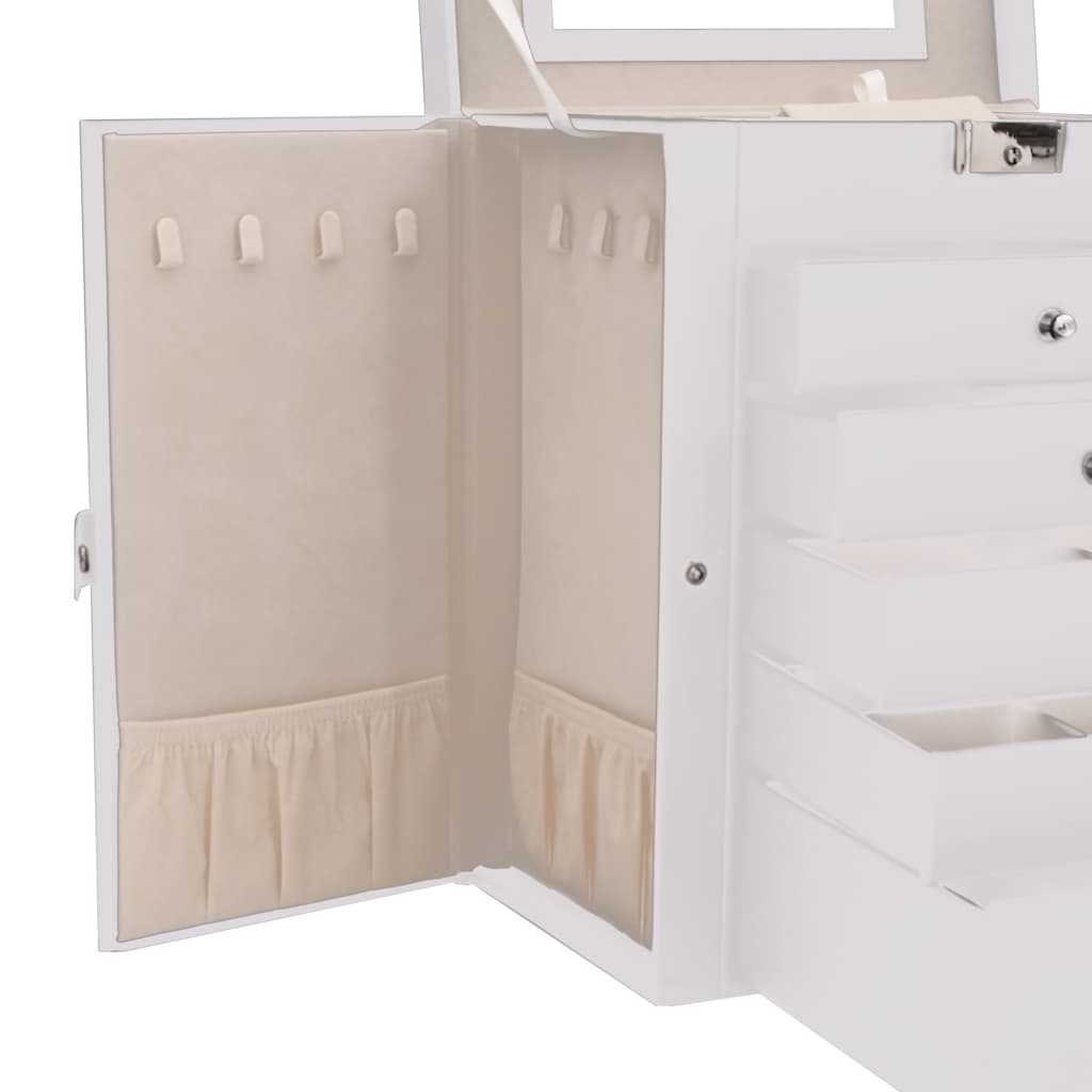 vidaXL Κοσμηματοθήκη 6 Επιπέδων με καθρέφτη Κλειδώσιμο Λευκό