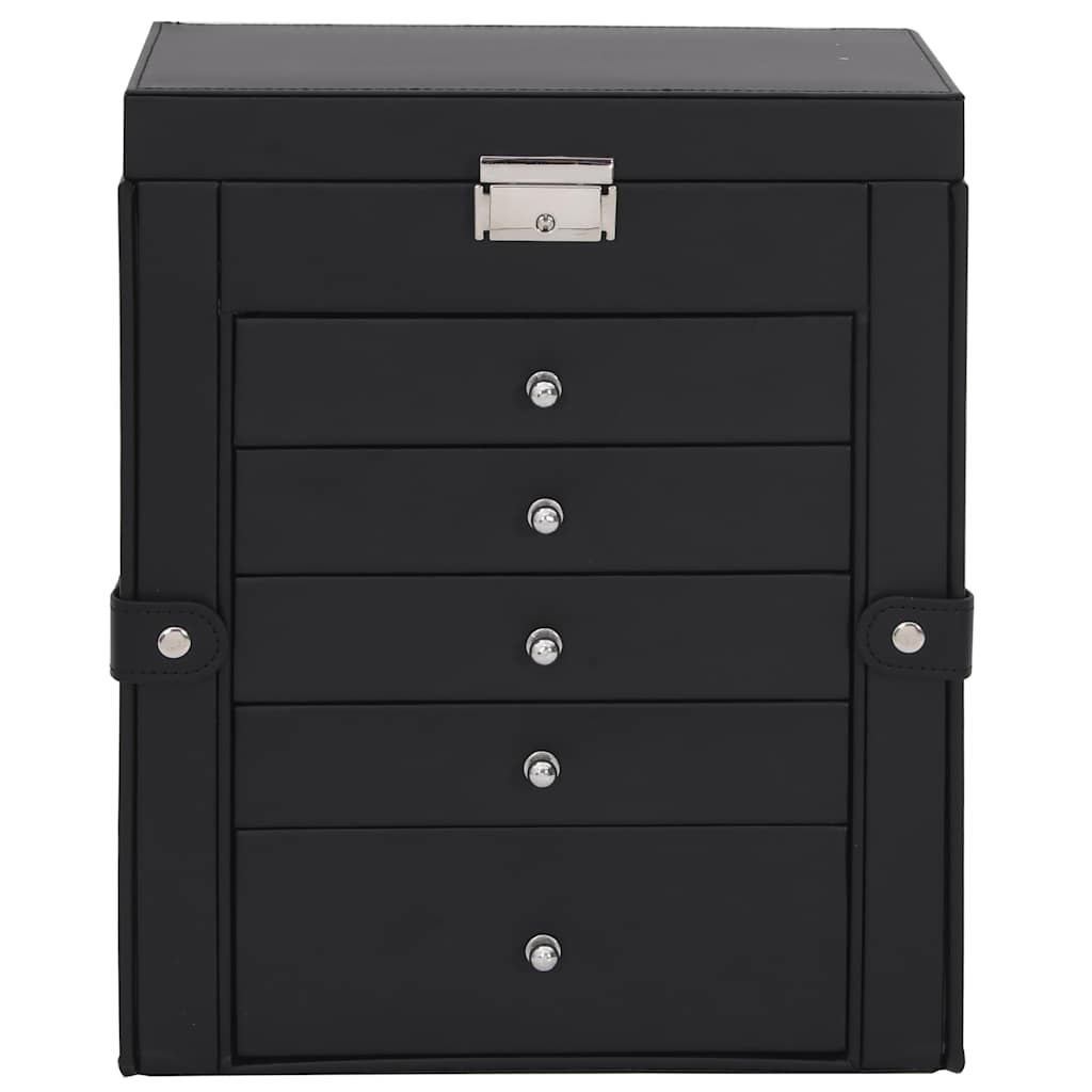 vidaXL Κοσμηματοθήκη 6 Επιπέδων με καθρέφτη Κλειδώσιμο Μαύρο