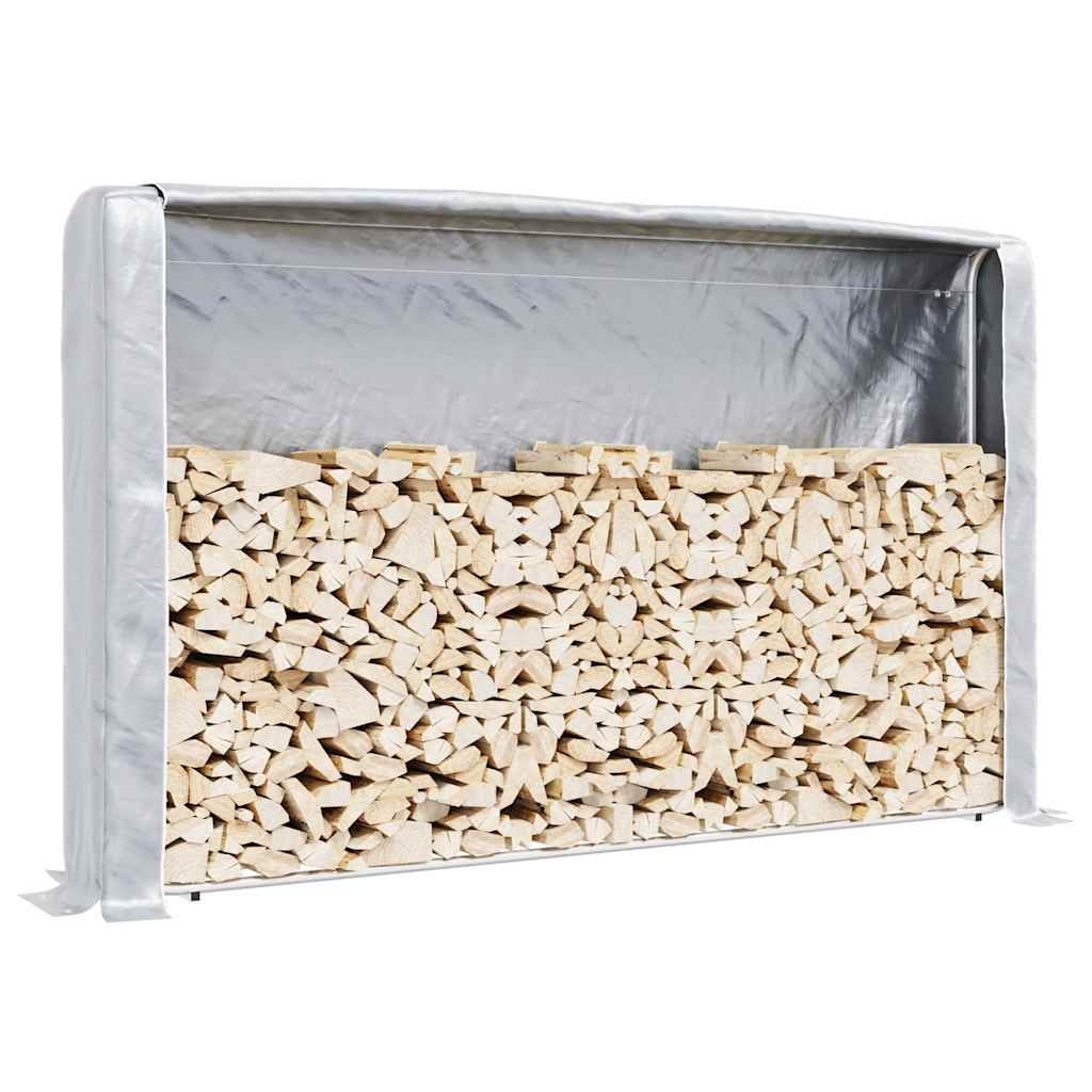 vidaXL Ράφι για καυσόξυλα με κάλυμμα βροχής Γαλβανισμένος χάλυβας