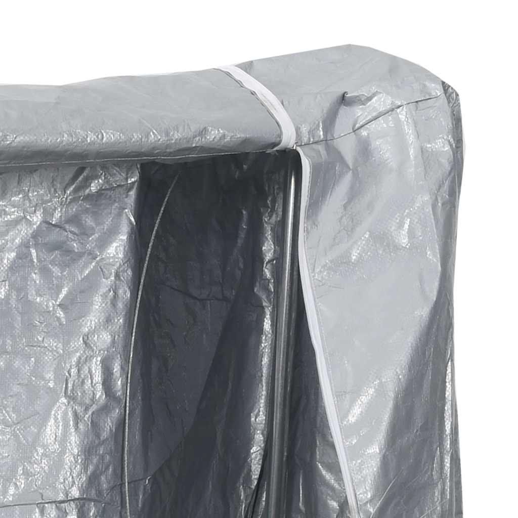 vidaXL Ράφι για καυσόξυλα με κάλυμμα βροχής Γαλβανισμένος χάλυβας