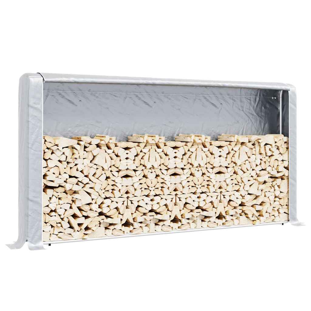 vidaXL Ράφι για καυσόξυλα με κάλυμμα βροχής Γαλβανισμένος χάλυβας