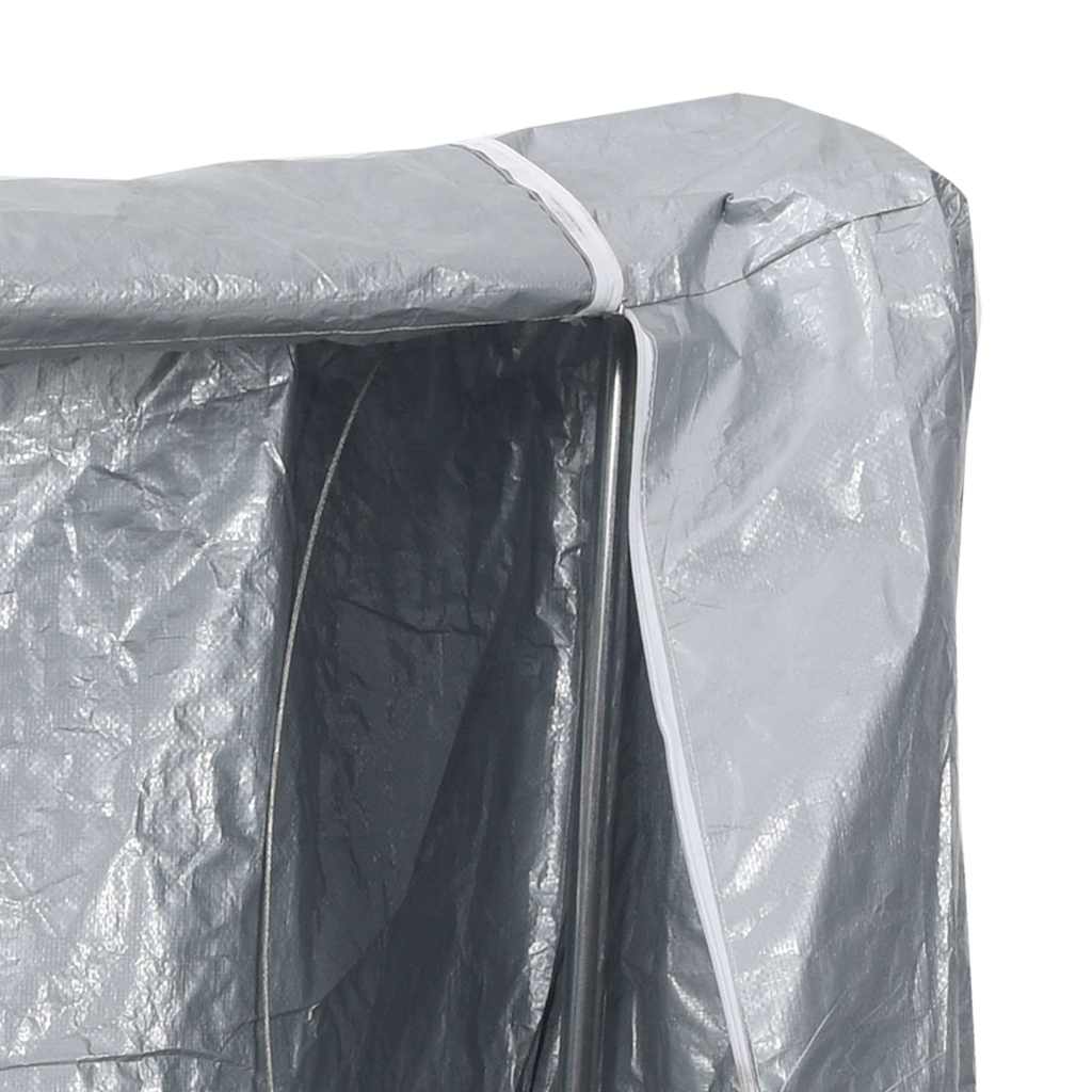 vidaXL Ράφι για καυσόξυλα με κάλυμμα βροχής Γαλβανισμένος χάλυβας