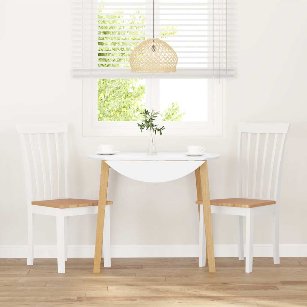 vidaXL Καρέκλες τραπεζαρίας 2 τεμάχια Λευκό μασίφ ξύλο καουτσούκ