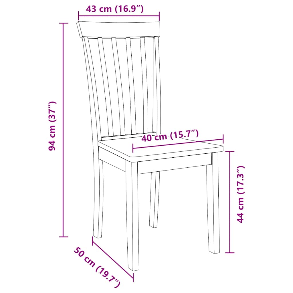 vidaXL Καρέκλες τραπεζαρίας 2 τεμάχια Λευκό μασίφ ξύλο καουτσούκ