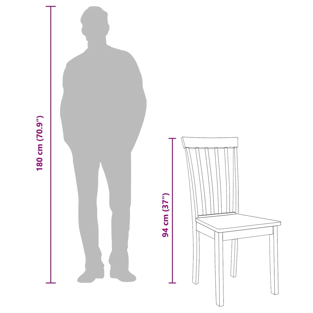 vidaXL Καρέκλες τραπεζαρίας 2 τεμάχια Λευκό μασίφ ξύλο καουτσούκ