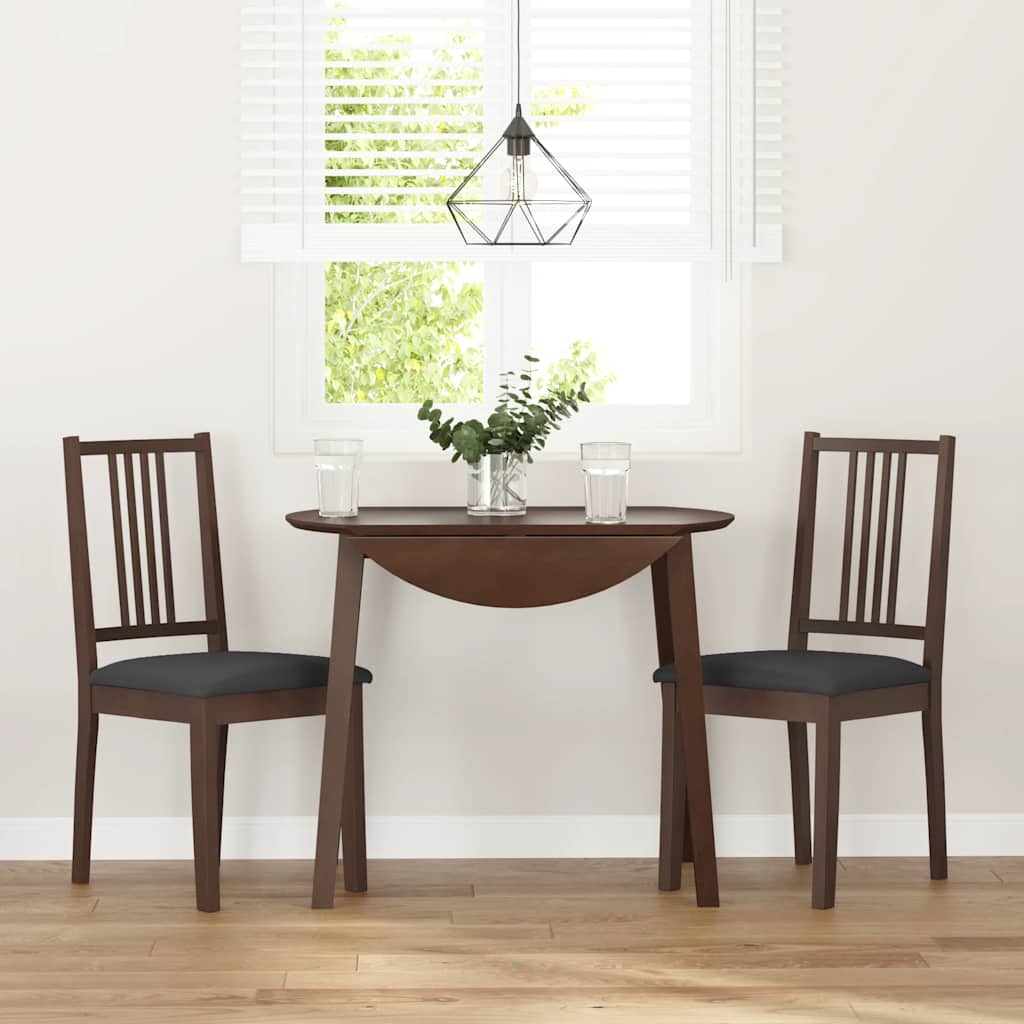 vidaXL Καρέκλες τραπεζαρίας με μαξιλάρια 2 τεμάχια Καφέ μασίφ ξύλο