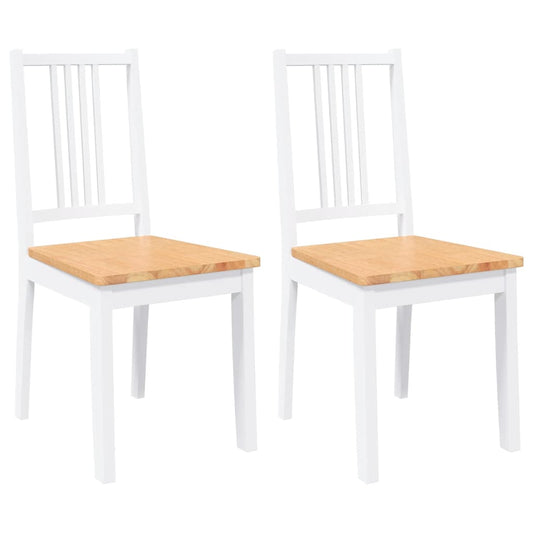 vidaXL Καρέκλες τραπεζαρίας 2 τεμάχια Λευκό μασίφ ξύλο καουτσούκ