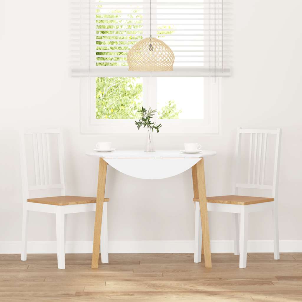 vidaXL Καρέκλες τραπεζαρίας 2 τεμάχια Λευκό μασίφ ξύλο καουτσούκ