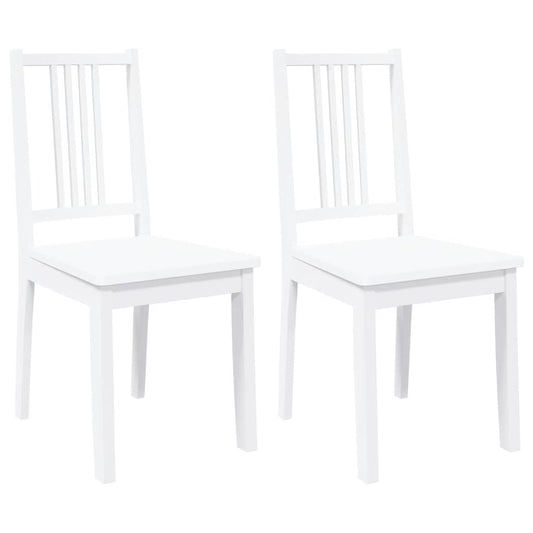 vidaXL Καρέκλες τραπεζαρίας 2 τεμάχια Λευκό μασίφ ξύλο καουτσούκ