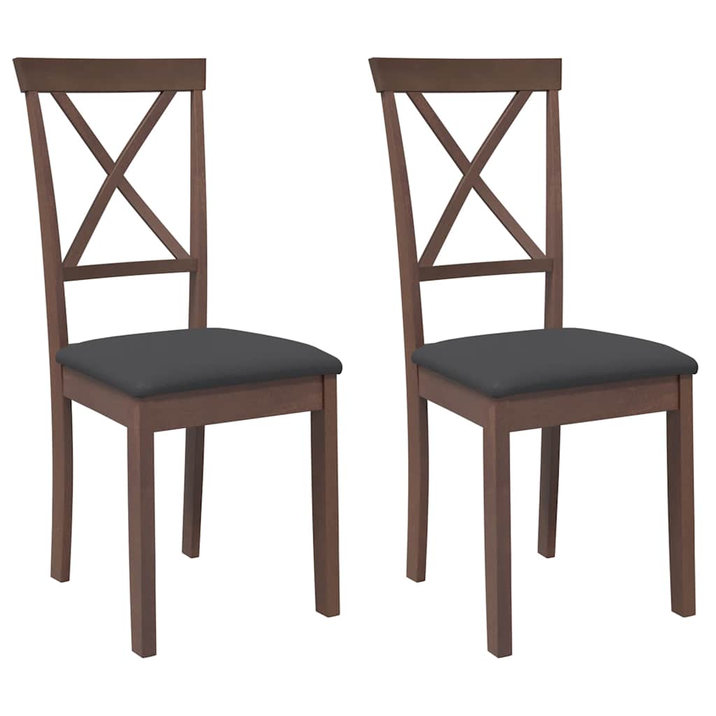 vidaXL Καρέκλες τραπεζαρίας με μαξιλάρια 2 τεμάχια Καφέ μασίφ ξύλο