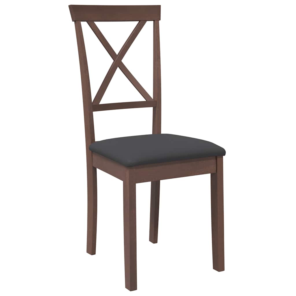 vidaXL Καρέκλες τραπεζαρίας με μαξιλάρια 2 τεμάχια Καφέ μασίφ ξύλο