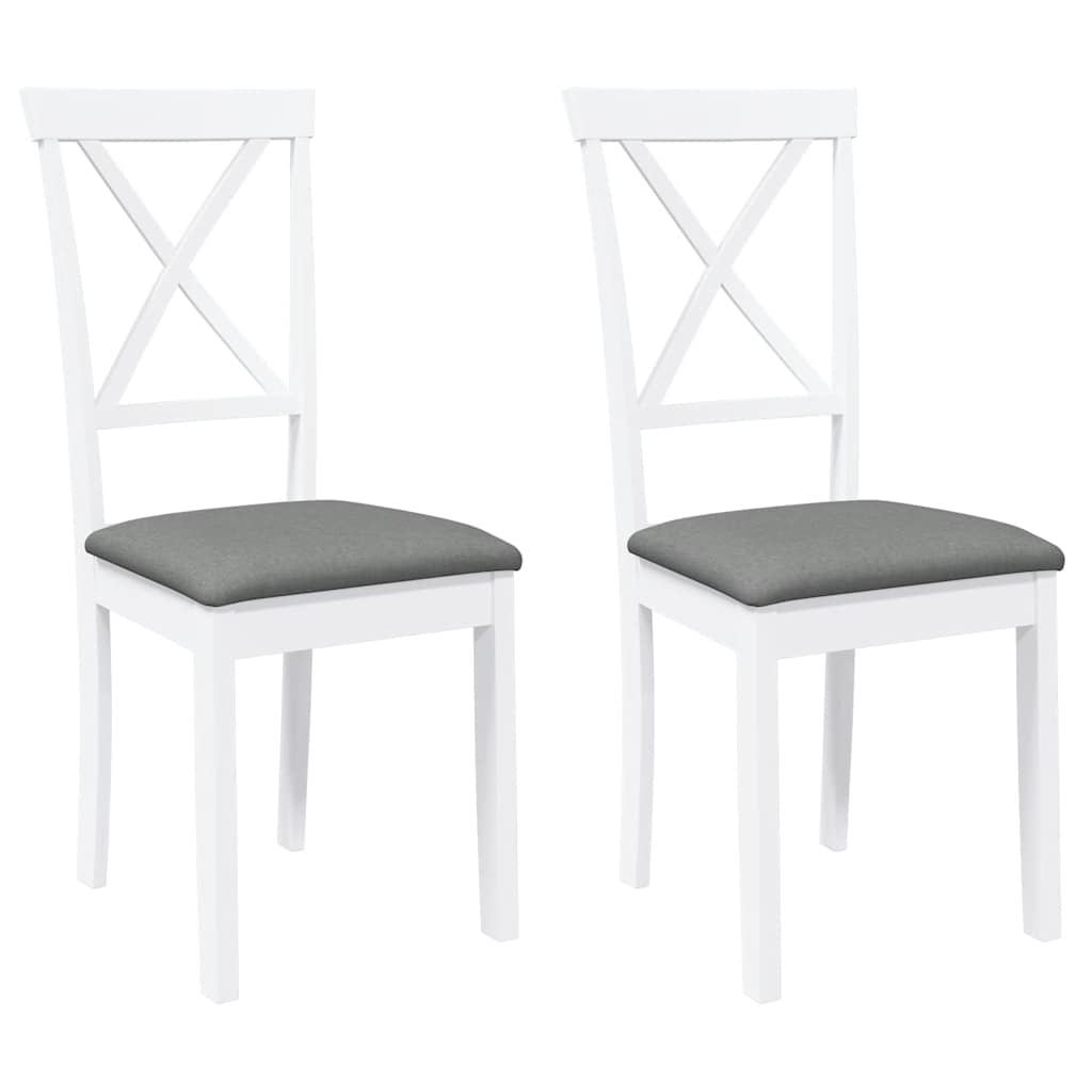 vidaXL Καρέκλες τραπεζαρίας με μαξιλάρια 2 τεμάχια Λευκό μασίφ ξύλο