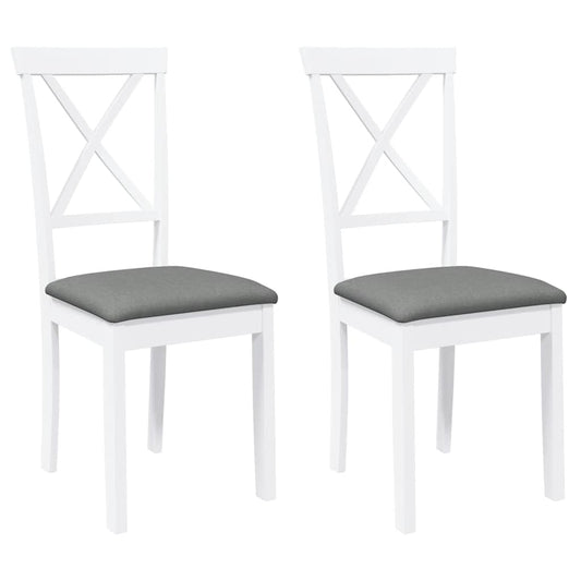 vidaXL Καρέκλες τραπεζαρίας με μαξιλάρια 2 τεμάχια Λευκό μασίφ ξύλο