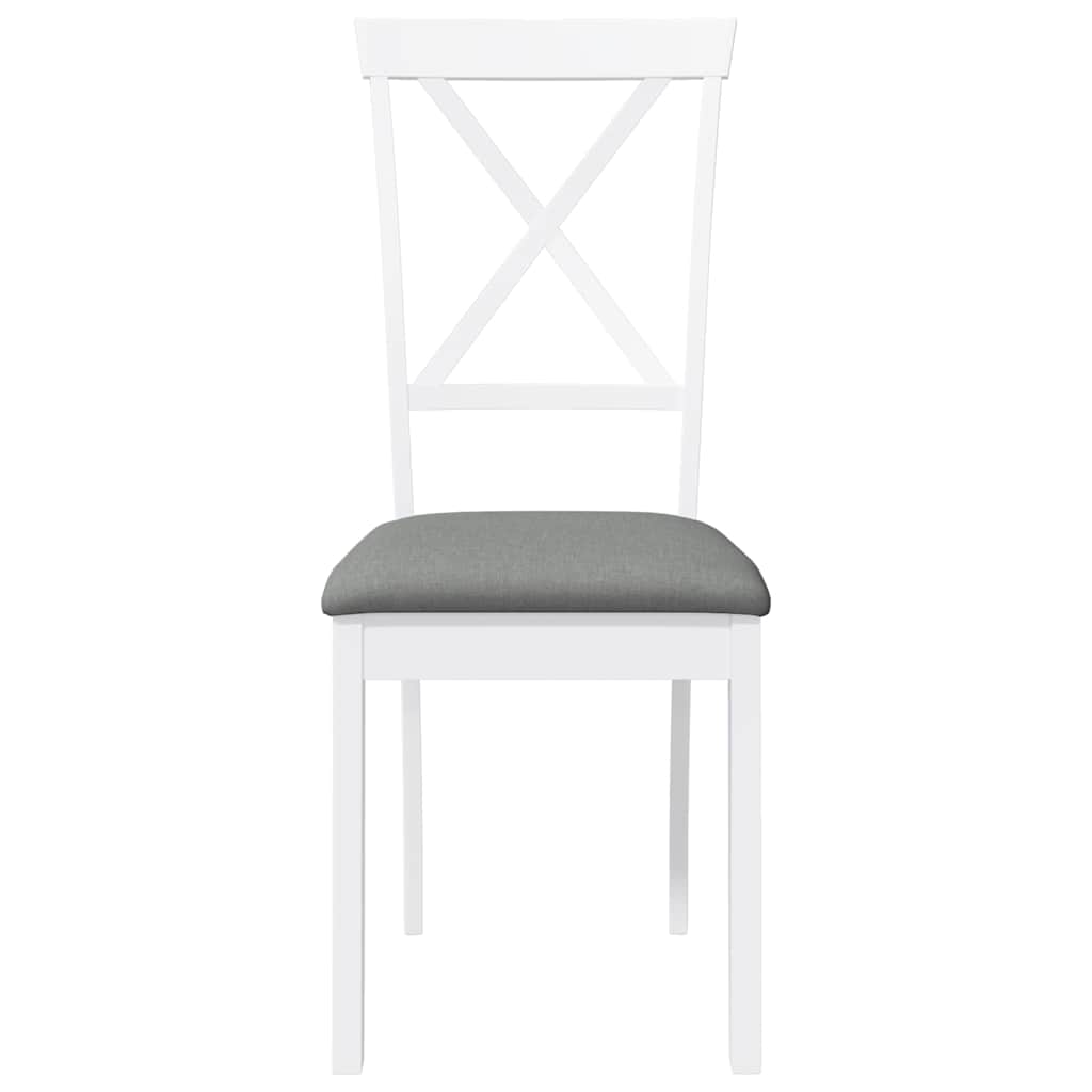 vidaXL Καρέκλες τραπεζαρίας με μαξιλάρια 2 τεμάχια Λευκό μασίφ ξύλο