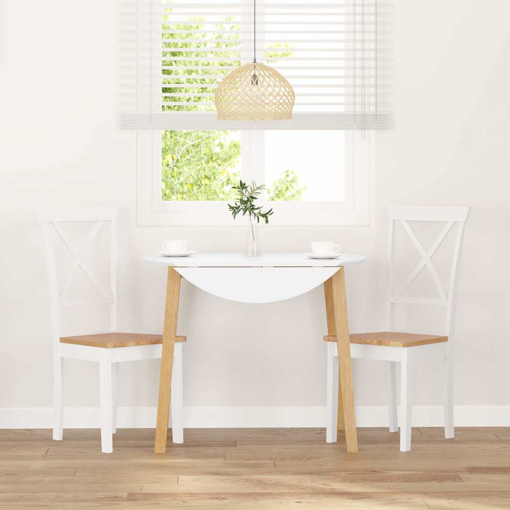 vidaXL Καρέκλες τραπεζαρίας 2 τεμάχια Λευκό μασίφ ξύλο καουτσούκ