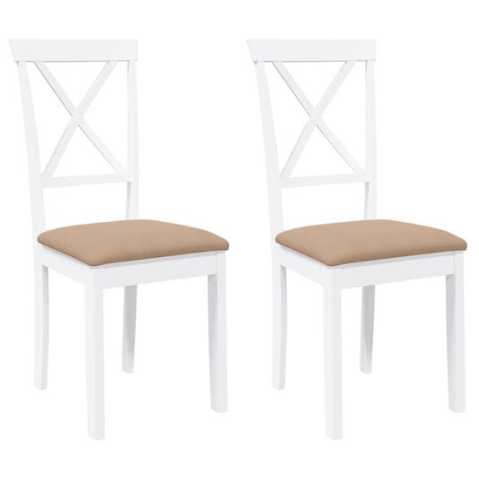 vidaXL Καρέκλες τραπεζαρίας με μαξιλάρια 2 τεμάχια Λευκό μασίφ ξύλο