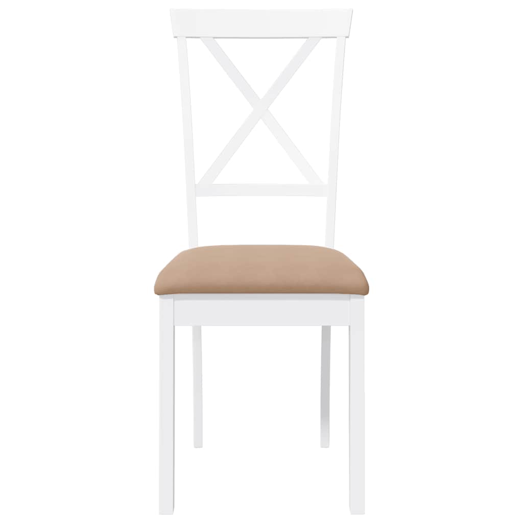 vidaXL Καρέκλες τραπεζαρίας με μαξιλάρια 2 τεμάχια Λευκό μασίφ ξύλο