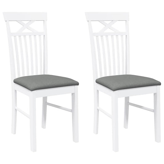 vidaXL Καρέκλες τραπεζαρίας με μαξιλάρια 2 τεμάχια Λευκό μασίφ ξύλο