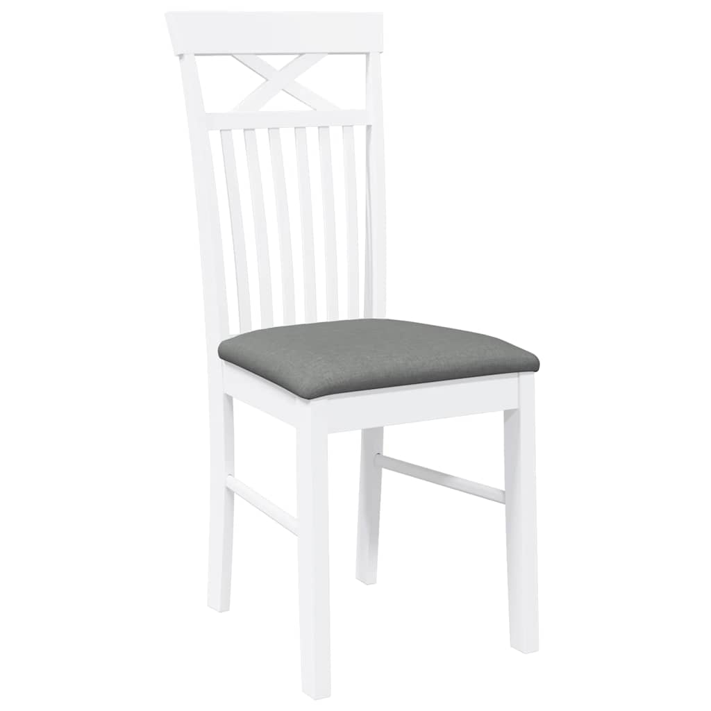 vidaXL Καρέκλες τραπεζαρίας με μαξιλάρια 2 τεμάχια Λευκό μασίφ ξύλο