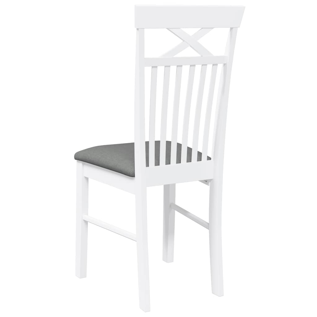 vidaXL Καρέκλες τραπεζαρίας με μαξιλάρια 2 τεμάχια Λευκό μασίφ ξύλο