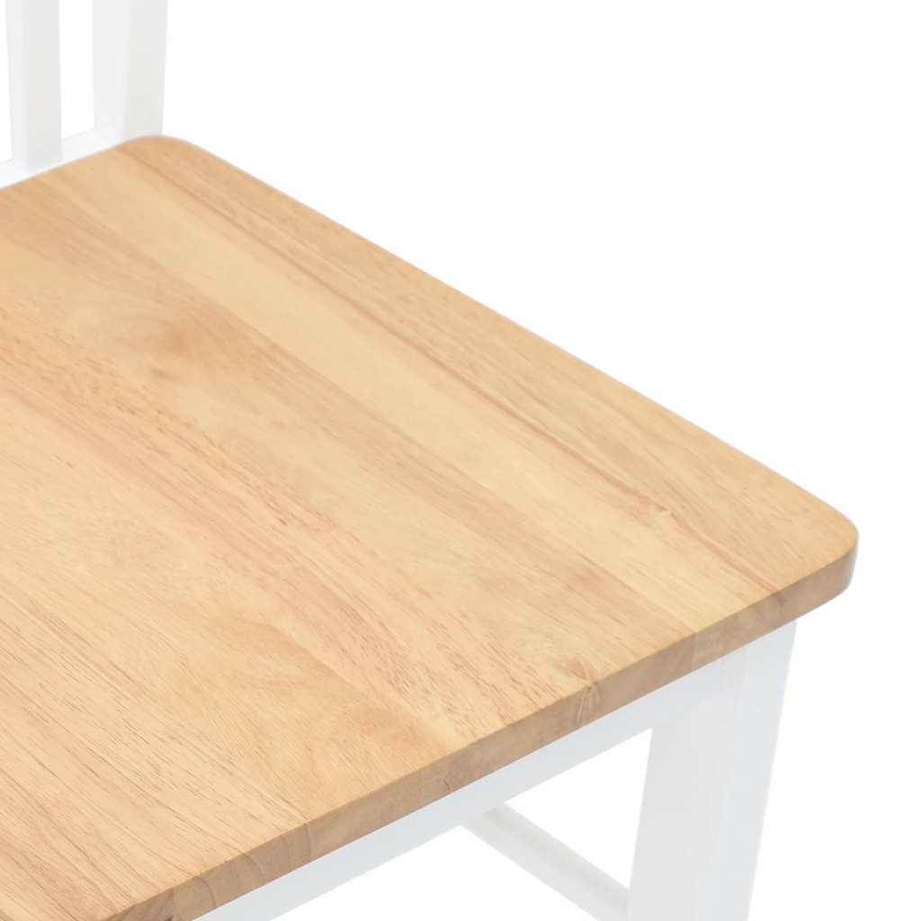 vidaXL Καρέκλες τραπεζαρίας 2 τεμάχια Λευκό μασίφ ξύλο καουτσούκ