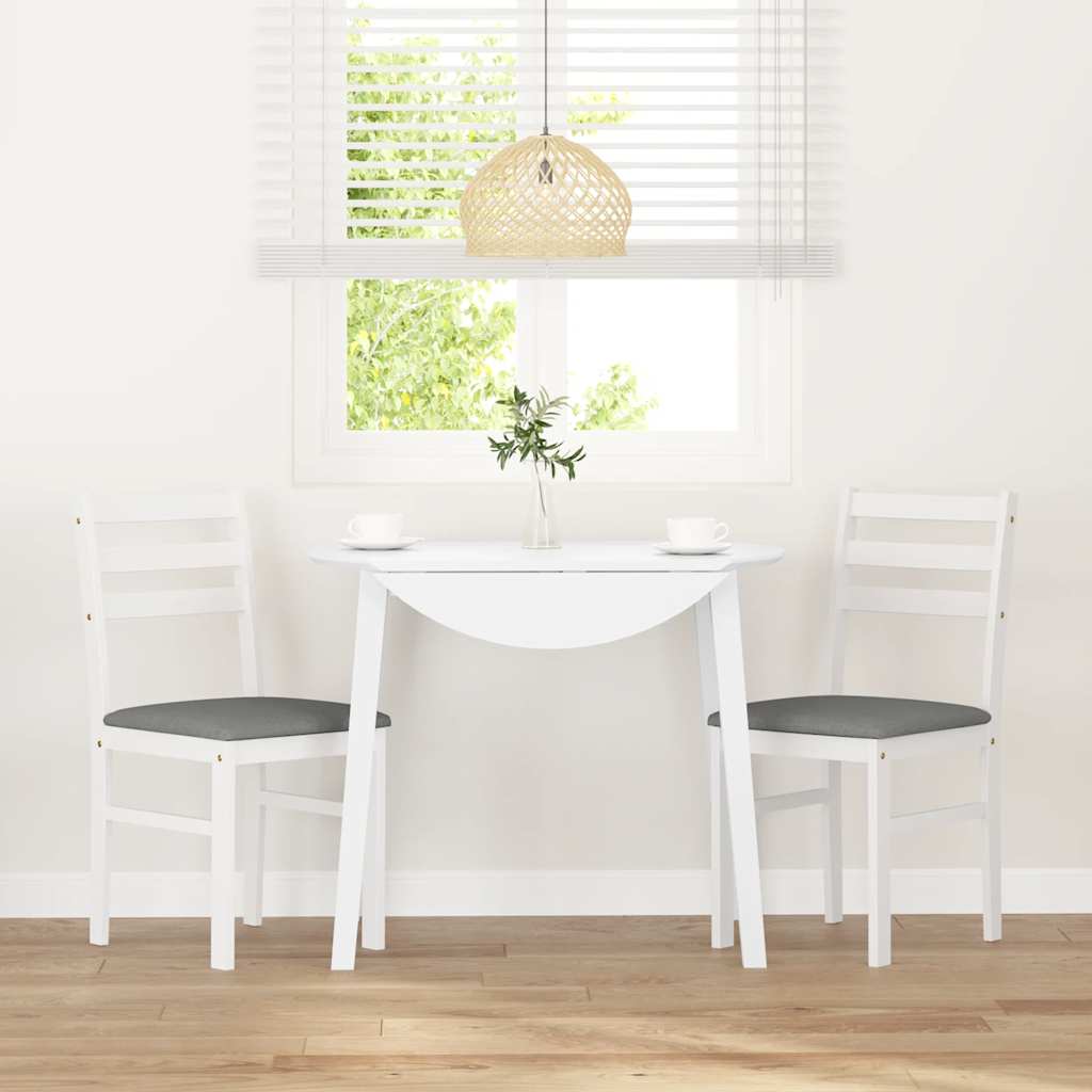 vidaXL Καρέκλες τραπεζαρίας με μαξιλάρια 2 τεμάχια Λευκό μασίφ ξύλο
