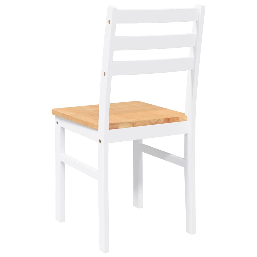 vidaXL Καρέκλες τραπεζαρίας 2 τεμάχια Λευκό μασίφ ξύλο καουτσούκ