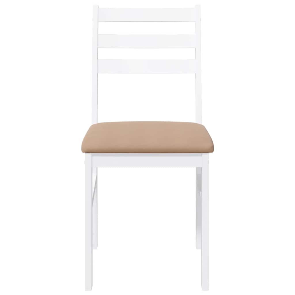 vidaXL Καρέκλες τραπεζαρίας με μαξιλάρια 2 τεμάχια Λευκό μασίφ ξύλο