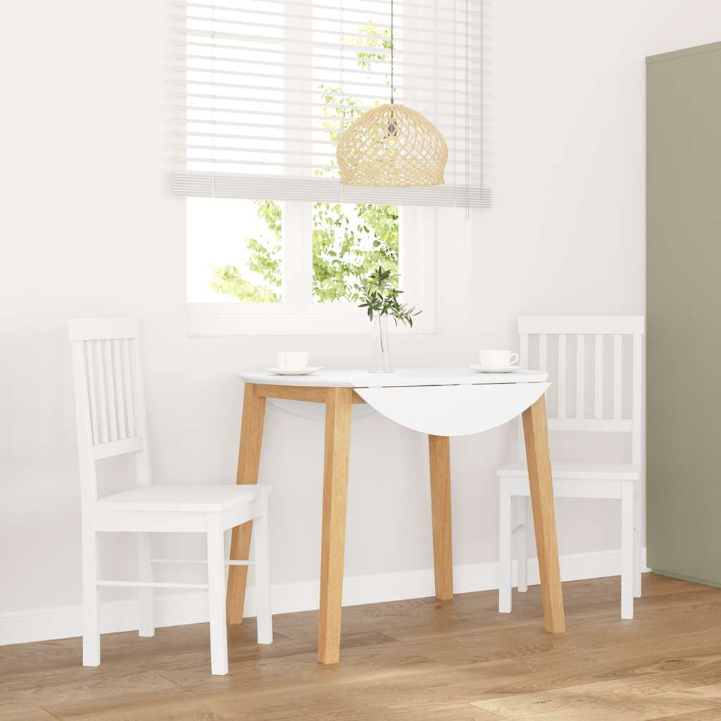 vidaXL Καρέκλες τραπεζαρίας 2 τεμάχια Λευκό μασίφ ξύλο καουτσούκ