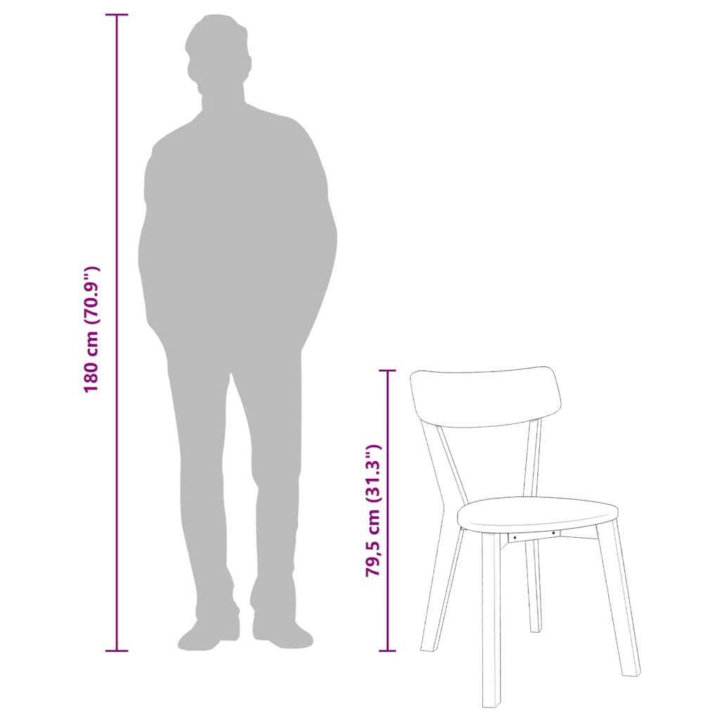 vidaXL Καρέκλες τραπεζαρίας 2 τεμάχια Λευκό μασίφ ξύλο καουτσούκ