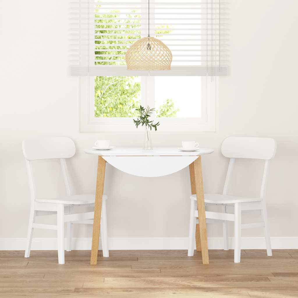 vidaXL Καρέκλες τραπεζαρίας 2 τεμάχια Λευκό μασίφ ξύλο καουτσούκ